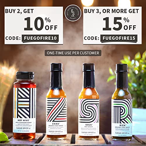 SEGA Carolina Reaper Hot Sauce by Fuego Spice - 5 Fl Oz - Tangy, Vinegar-Forward Made with Pineapple and Smoked Onion - Dump It on BBQ Chicken Wings O thumbnail