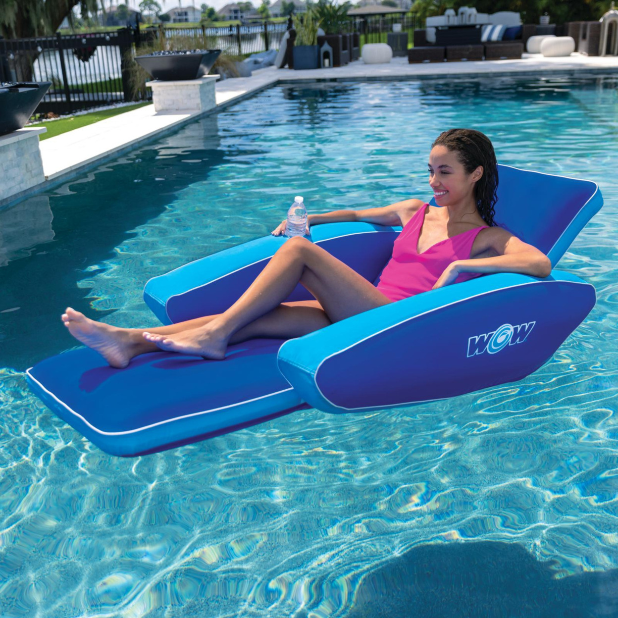 WOW Sports Modern Lounger Pool Float with Cupholder (23-WPF-4542-WOW) thumbnail