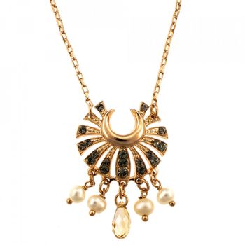 Pandantiv Cu Lant Placat Cu Aur Roz De 24K, Cu Cristale Originale, Earl Grey | 5509/1-1132RG