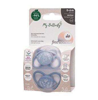 Set 2 Suzete MyButterfly Din Silicon, Forma Anatomica, Simetrica, Tetina Ortodontica Flexibila, Cu Cutie De Transport Si Sterilizare, 0 - 6 Luni, Nip