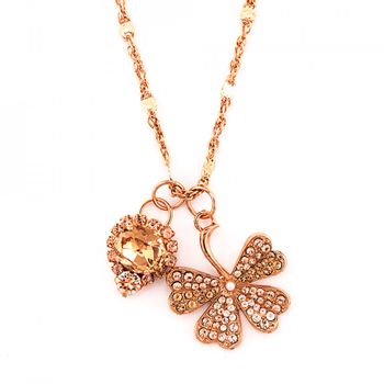 Pandantiv Cu Lant Placat Cu Aur Roz De 24K, Cu Cristale Originale, Jackie | 5075/2-39132RG