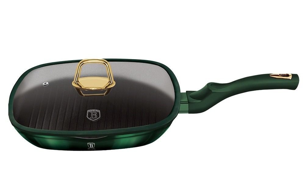 BERLINGERHAUS Pánev Grilovací S Poklicí a Titanovým Povrchem 28 Cm Emerald Collection BH-6051