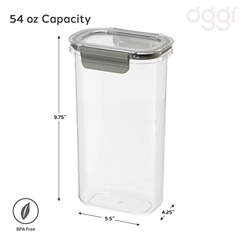 Oggi Clarity 1.6lt Leak-Proof Airtight Food Storage Sealable Container with Lid - Clear / Grey thumbnail