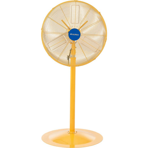 Global Industrial 604143 24 in. Deluxe Oscillating Pedestal Fan - 3 Speed 7525 CFM 300W 0.5 HP  Yellow thumbnail