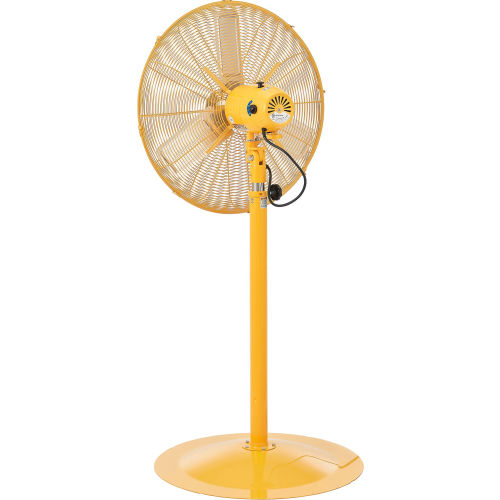 Global Industrial 604143 24 in. Deluxe Oscillating Pedestal Fan - 3 Speed 7525 CFM 300W 0.5 HP  Yellow thumbnail