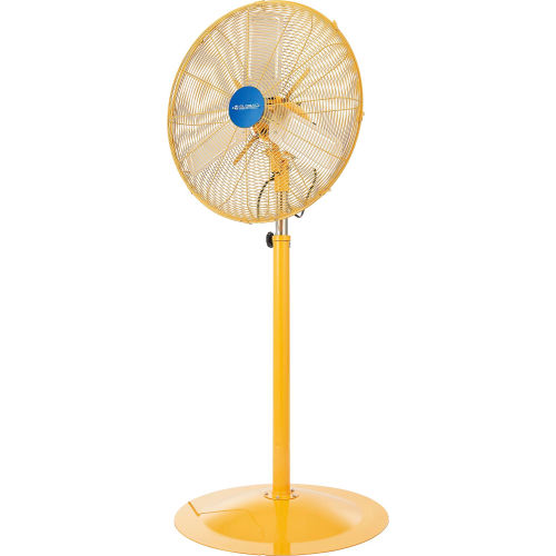 Global Industrial 604143 24 in. Deluxe Oscillating Pedestal Fan - 3 Speed 7525 CFM 300W 0.5 HP  Yellow thumbnail