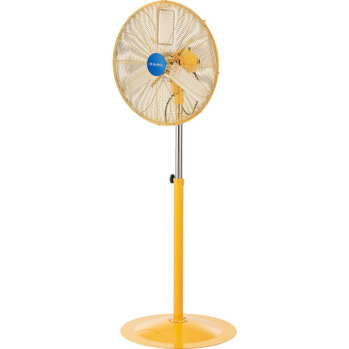 Global Industrial 604143 24 in. Deluxe Oscillating Pedestal Fan - 3 Speed 7525 CFM 300W 0.5 HP  Yellow thumbnail
