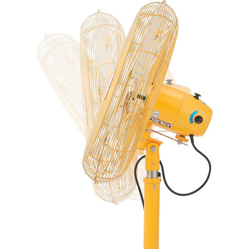 Global Industrial 604143 24 in. Deluxe Oscillating Pedestal Fan - 3 Speed 7525 CFM 300W 0.5 HP  Yellow thumbnail