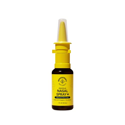 Beekeeper's Naturals Propolis Nasal Spray Plus W/Eucalyptus, Oregano, Xylitol & Saline, Clears Nasal Congestion, Moisturizes Sinus Canal, 1 Fl Oz