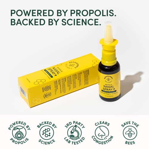 Beekeeper's Naturals Propolis Nasal Spray Plus W/Eucalyptus, Oregano, Xylitol & Saline, Clears Nasal Congestion, Moisturizes Sinus Canal, 1 Fl Oz thumbnail