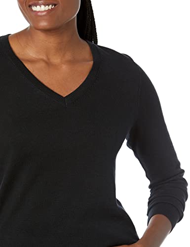 Amazon Essentials Women's Classic-Fit Lightweight Long-Sleeve V-Neck Sweater (Available in Plus Size), Black, XX-Large thumbnail