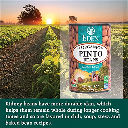 Eden Organic Pinto Beans, 15 Oz Can (12-Pack), No Salt Added, Non-GMO, Gluten Free, Vegan, Kosher, U.S. Grown, Heat and Serve, Macrobiotic, Frijol Pin thumbnail