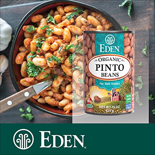 Eden Organic Pinto Beans, 15 Oz Can (12-Pack), No Salt Added, Non-GMO, Gluten Free, Vegan, Kosher, U.S. Grown, Heat and Serve, Macrobiotic, Frijol Pin thumbnail