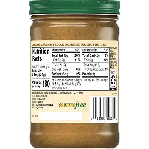 Santa Cruz, Organic Crunchy Dark Roasted Peanut Butter, 16 Oz(Case of 12) thumbnail