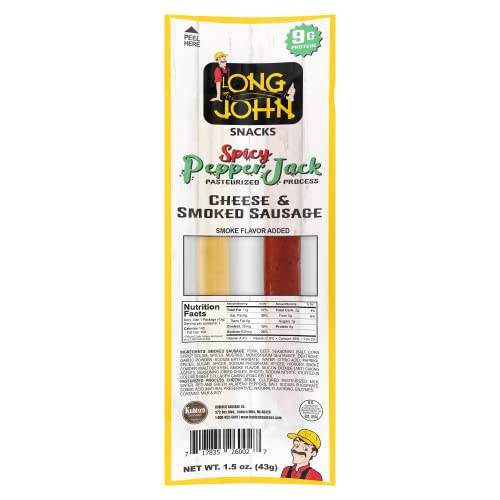 Long John Snacks Spicy Pepper Jack Cheese & Smoked Sausage Sticks - 1.5 Oz. Handcrafted Gourmet Treats with Real Pork & Beef, Wisconsin Cheese Snacks thumbnail