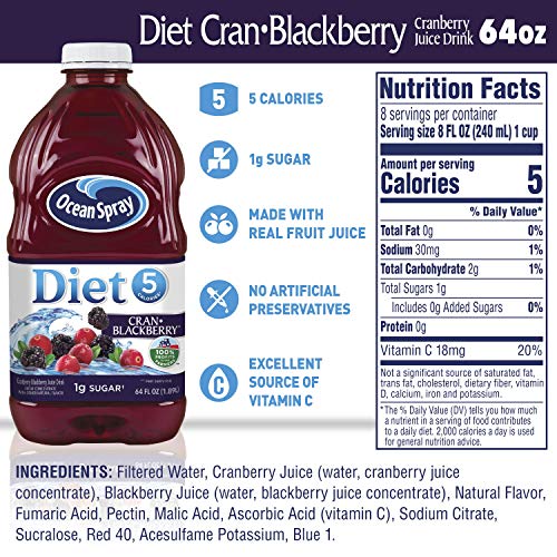 Ocean Spray Diet Cran-Blackberry Juice Drink, 64 Ounce Bottles (Pack of 8) thumbnail