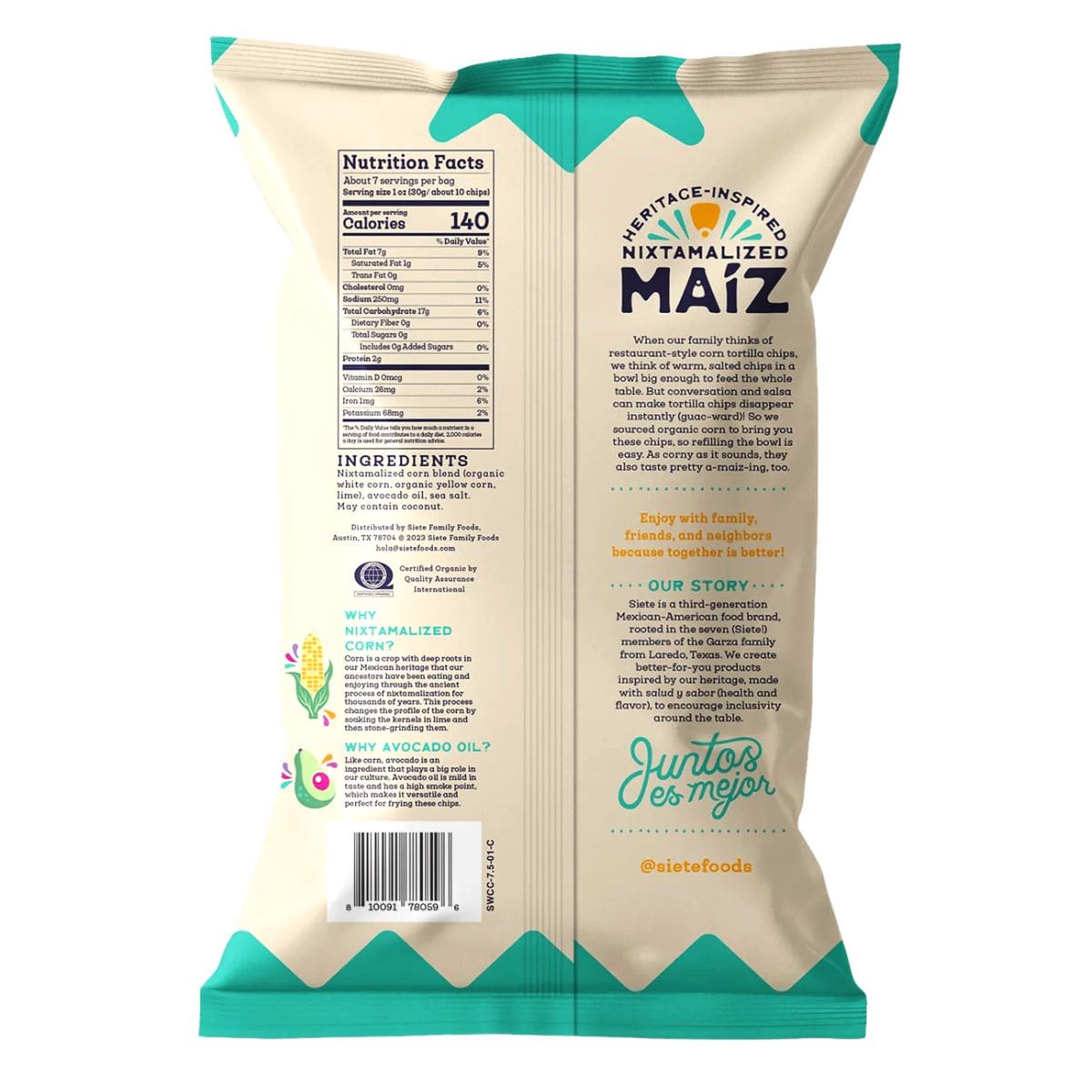 Siete Maiz Sea Salt Corn Tortilla Chips - 7.5oz thumbnail