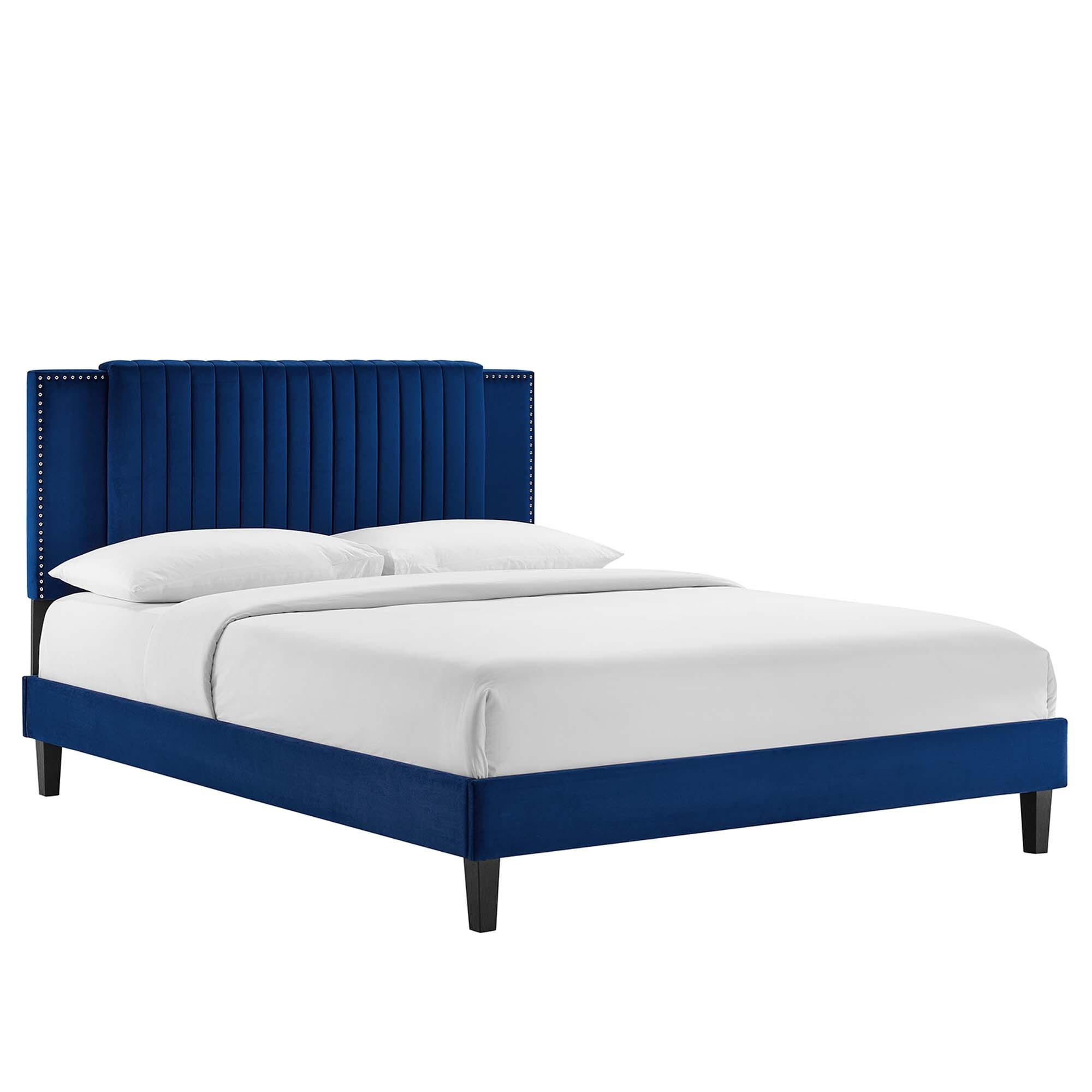 Zahra Channel Tufted Performance Velvet Twin Platform Bed - East End Imports MOD-6990-NAV thumbnail