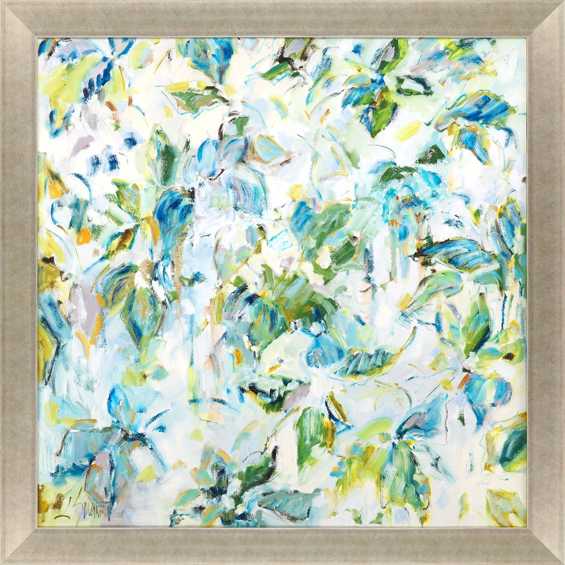 Falling Leaves Framed Art Giclee Under Glass - Blue