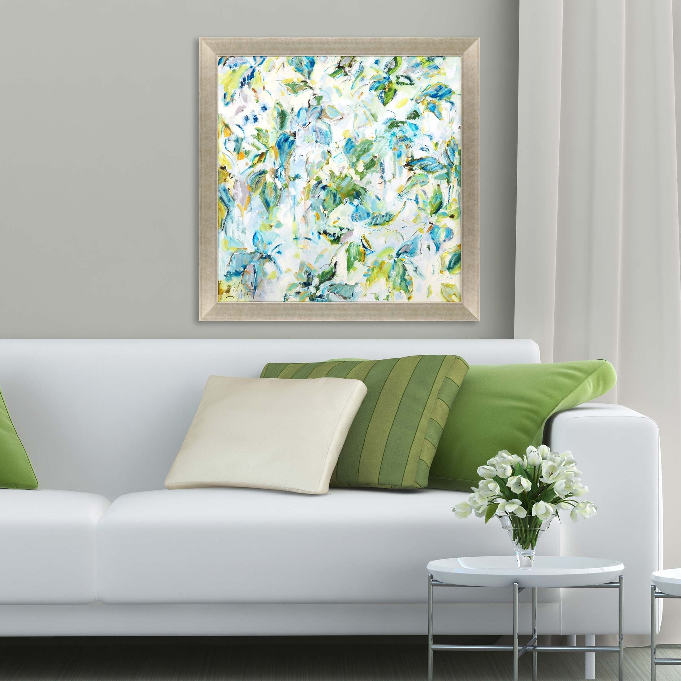 Falling Leaves Framed Art Giclee Under Glass - Blue thumbnail