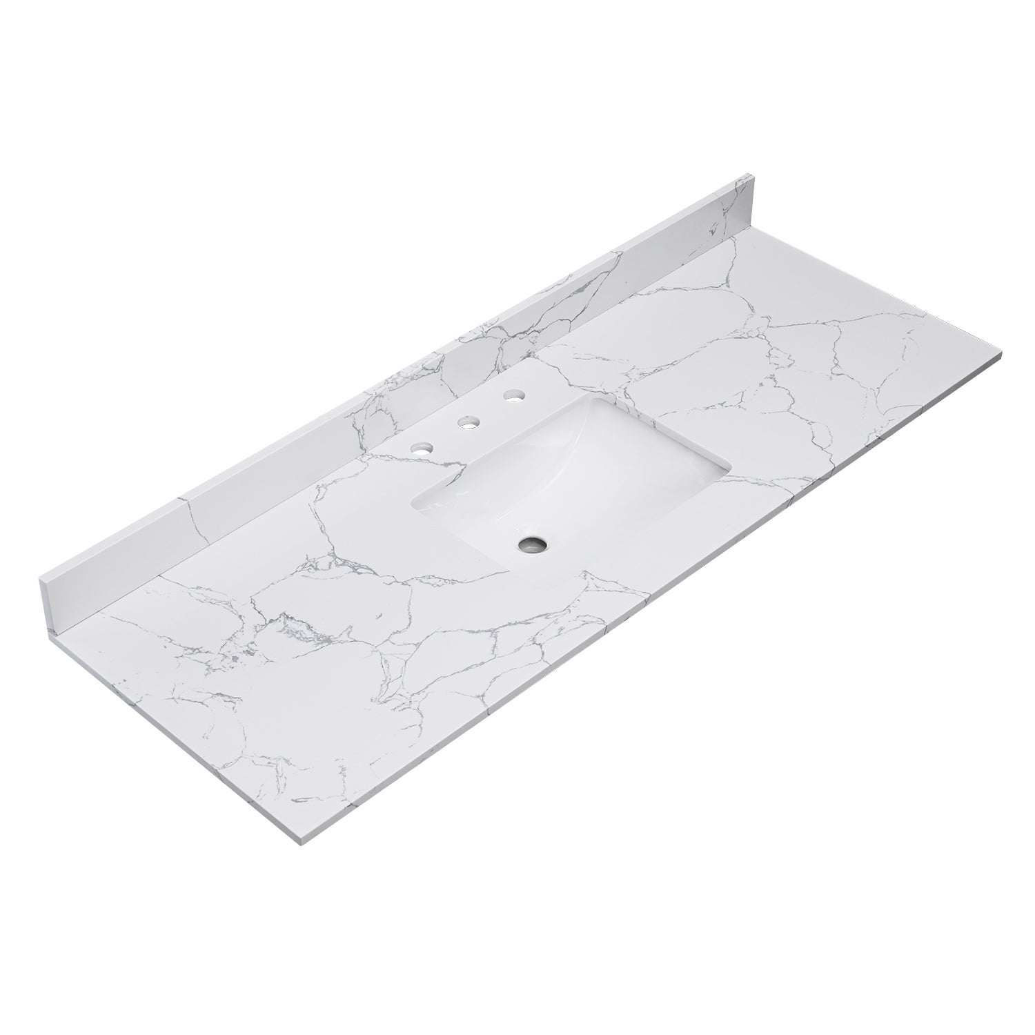 PROOX Bath Vanity Cultured Marble Counter Top Rectangle Porcelian Sink thumbnail