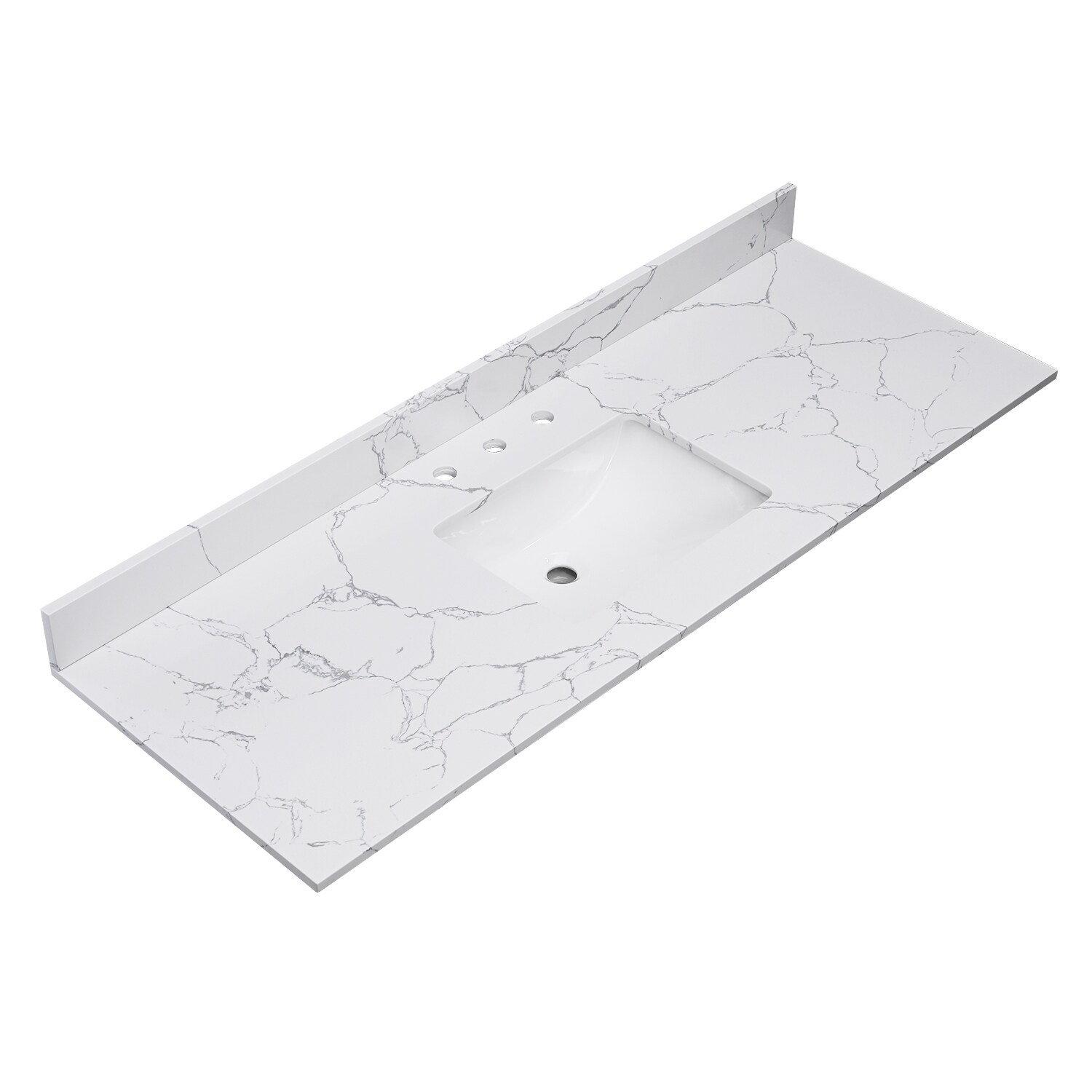 PROOX Bath Vanity Cultured Marble Counter Top Rectangle Porcelian Sink thumbnail