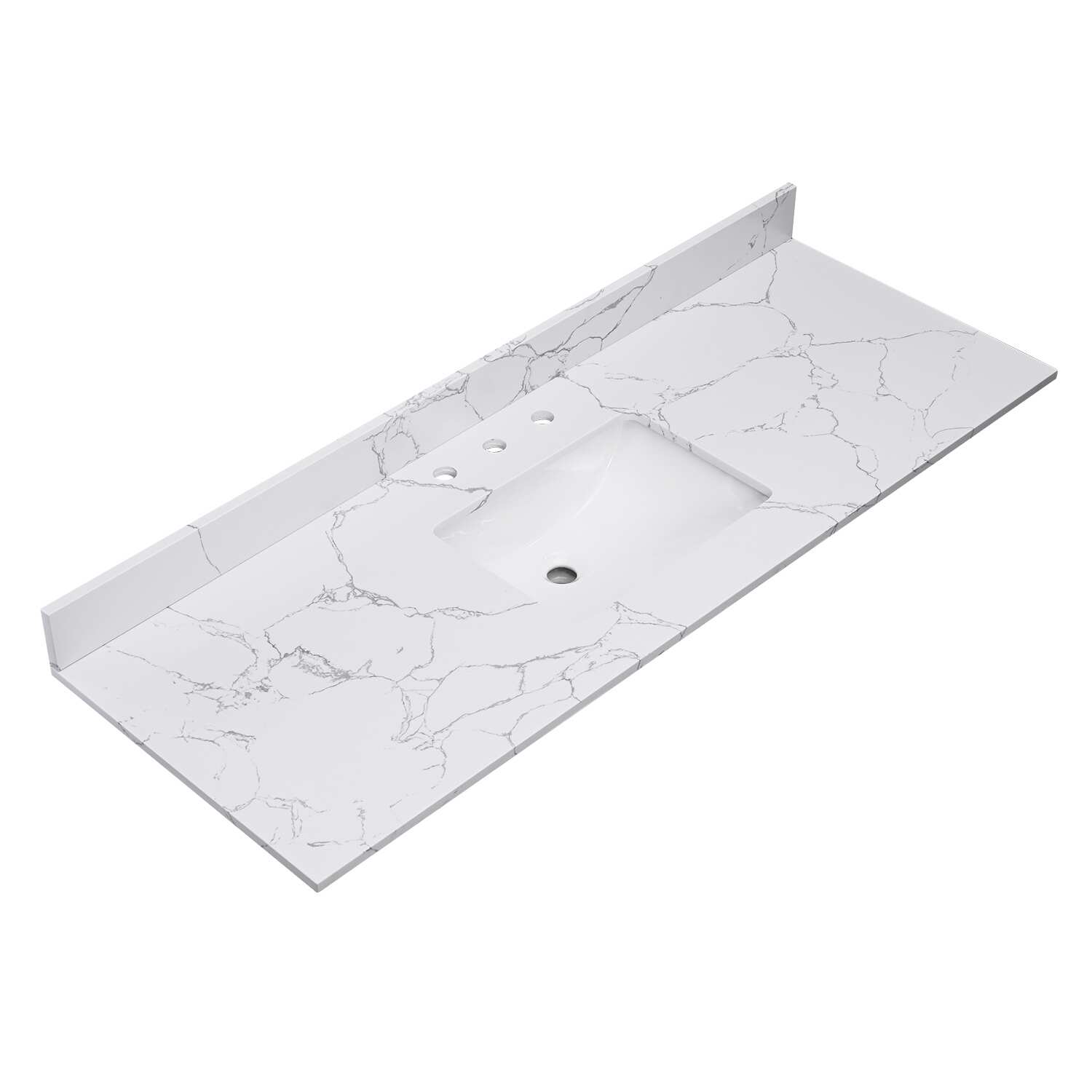 PROOX Bath Vanity Cultured Marble Counter Top Rectangle Porcelian Sink thumbnail