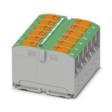 Phoenix Contact Distribution Block, 12 Way, 450 V, 24A, Green