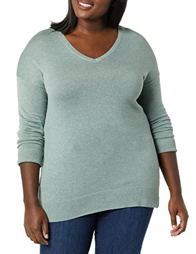 Amazon Essentials Women's Lightweight Long-Sleeve V-Neck Tunic Sweater (Available in Plus Size), Sage Green Heather, X-Large thumbnail