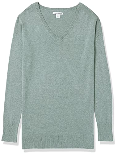 Amazon Essentials Women's Lightweight Long-Sleeve V-Neck Tunic Sweater (Available in Plus Size), Sage Green Heather, X-Large thumbnail