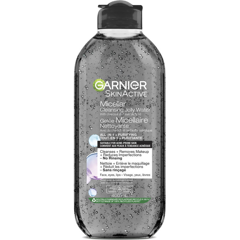 Garnier Micellar Water Jelly Makeup Remover All-in-One Face Cleanser, with Charcoal and Salicylic Acid 400ml