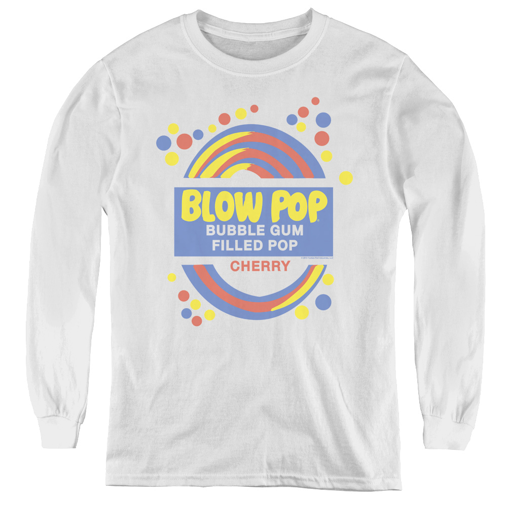 Trevco TR103-YL-2 Tootsie Roll & Blow Pop Label Youth Long Sleeve T-Shirt  White - Medium