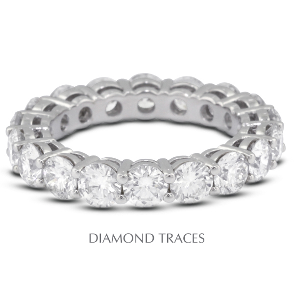 UD-EWB446-6222 Platinum 950 4-Prong Setting- 1.36 Carat Total Natural Diamonds- Basket Eternity Ring
