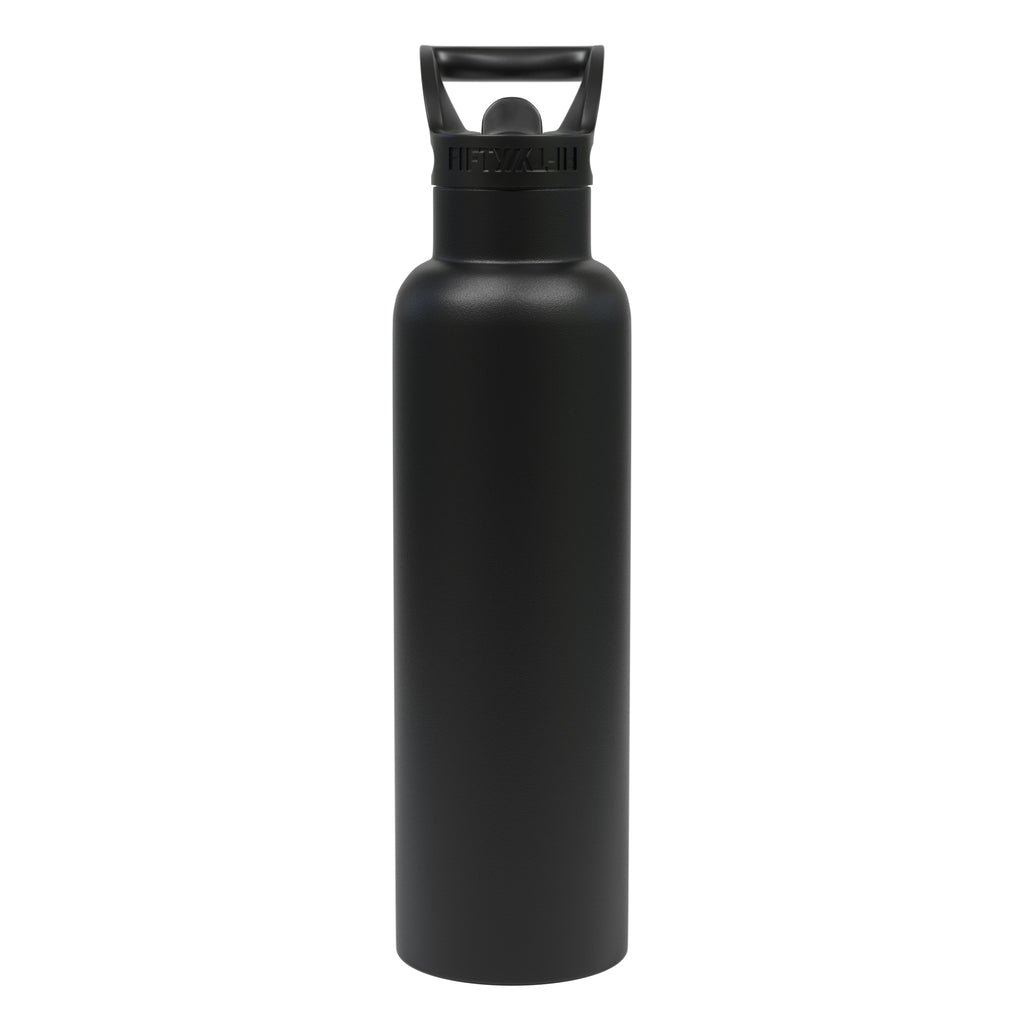 FIFTY-FIFTY V21000010 Water Bottle with Straw Cap Stainless Steel Vacuum Insulated: 21 Oz  Black