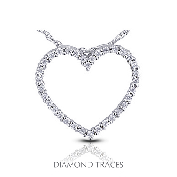 UD-GOS321-0255 1.74 Carat Total Natural Diamonds 14K White Gold Prong Setting Heart Shape Fashion Pendant