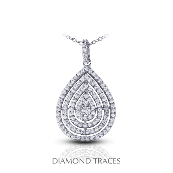 UD-OS3010-9585 2.17 Carat Total Natural Diamonds 14K White Gold Prong Setting Teardrop Fashion Pendant