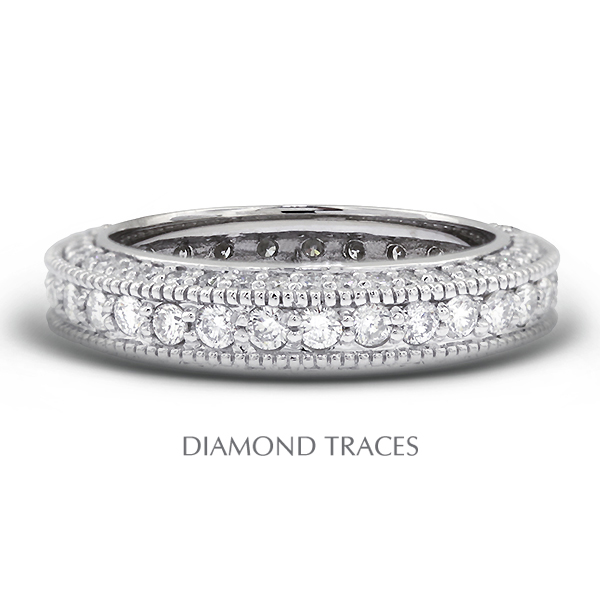 UD-EWB457-7751 14K White Gold Pave Setting 2.07 Carat Total Natural Diamonds Vinage with Milgrain Eternity Ring
