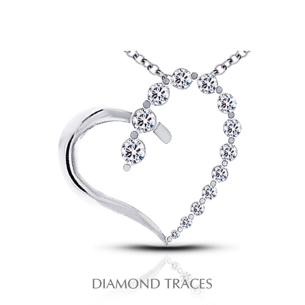 UD-GOS383-6229 1.81 Carat Total Natural Diamonds 18K White Gold Prong Setting Heart Shape Fashion Pendant