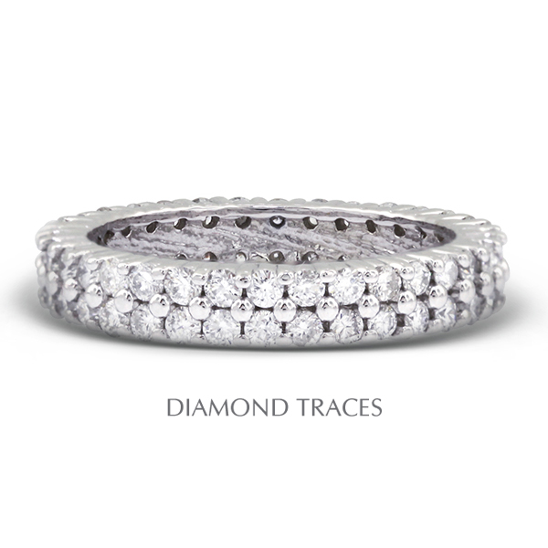 UD-EWB178-9797 14K White Gold Prong Setting 2.71 Carat Total Natural Diamonds Two Row Band Eternity Ring