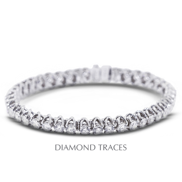 Diamond Traces D-SB946-300-9862 18K White Gold 4-Prong Setting- 3.00 Carat Total Natural Diamonds Trellis Tennis Bracelet