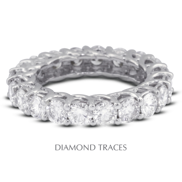 UD-EWB418-2518 18K White Gold 4-Prong Setting- 3.01 Carat Total Natural Diamonds Trellis Eternity Ring