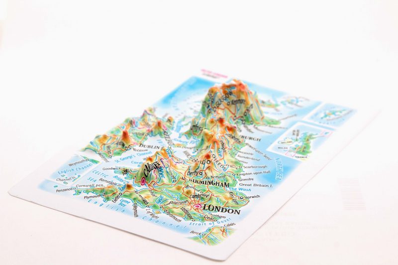 TestPlay 3443 United Kingdom Raised Relief Map  Rubberized Foam Backing Plus Magnet - Souvenir Size