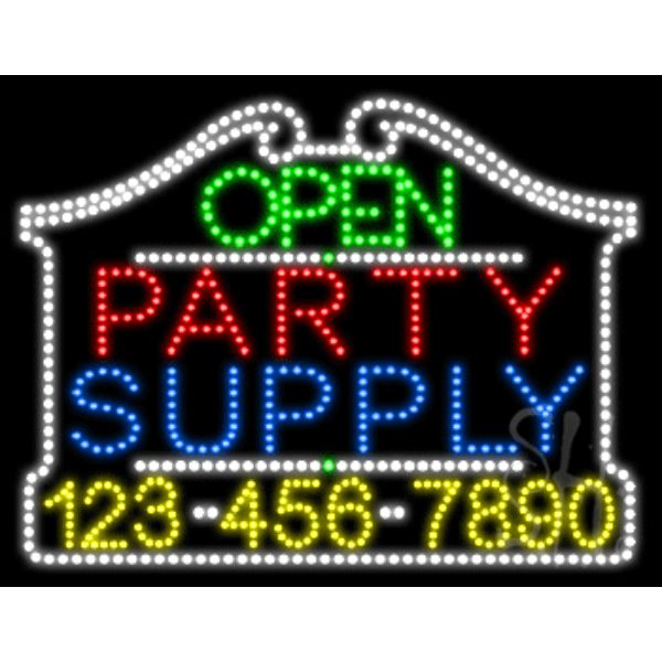 L100-6229 Party Supply Open with Phone Number Animated LED Sign 24