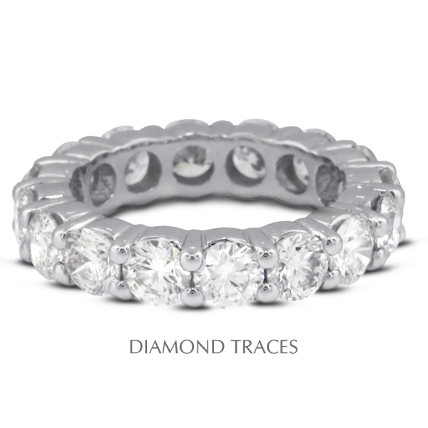 UD-EWB100-6331 Platinum 950 4-Prong Setting 2.86 Carat Total Natural Diamonds Classic Eternity Ring
