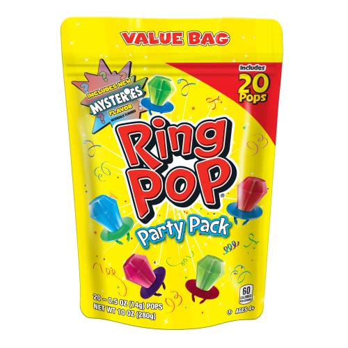 Ring Pop Bulk Candy Lollipop Variety Party Pack -20 Count Lollipops W/ Assorted Flavors - Fun Candy for Birthdays, Party Favors, Pool Parties, 4th of