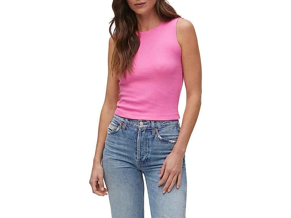 Michael Stars Delta Cropped Crew Neck Tank (Azalea) Women's Clothing thumbnail