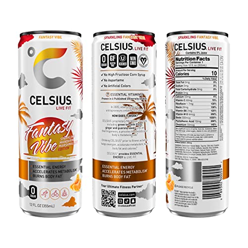 CELSIUS Sparkling Fantasy Vibe, Functional Essential Energy Drink, 12 Fl Oz (Pack of 24) thumbnail