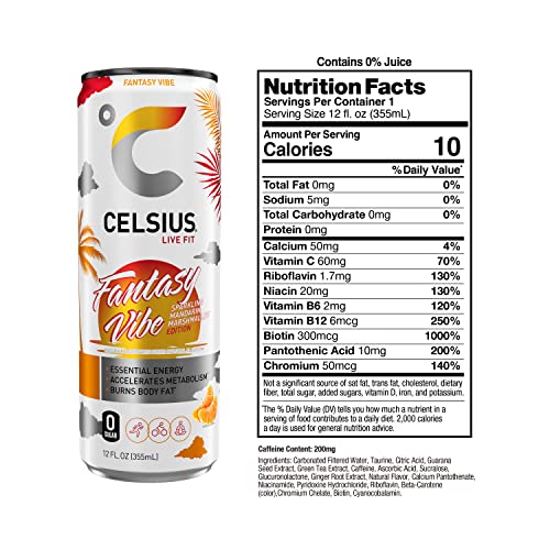 CELSIUS Sparkling Fantasy Vibe, Functional Essential Energy Drink, 12 Fl Oz (Pack of 24) thumbnail