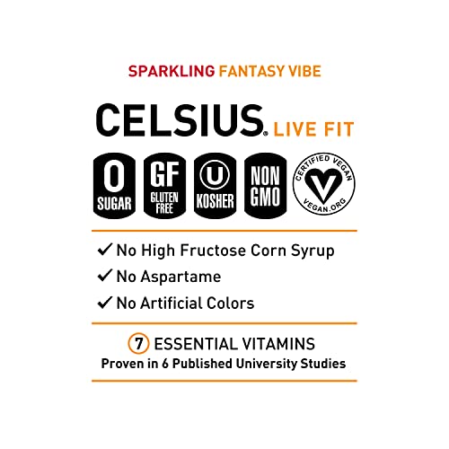 CELSIUS Sparkling Fantasy Vibe, Functional Essential Energy Drink, 12 Fl Oz (Pack of 24) thumbnail