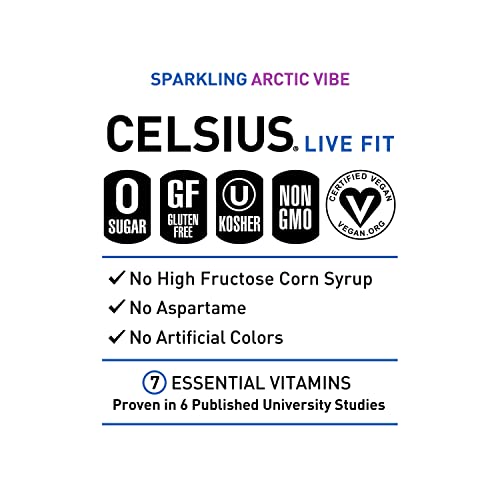 CELSIUS Sparkling Arctic Vibe, Functional Essential Energy Drink, 12 Fl Oz (Pack of 24) thumbnail